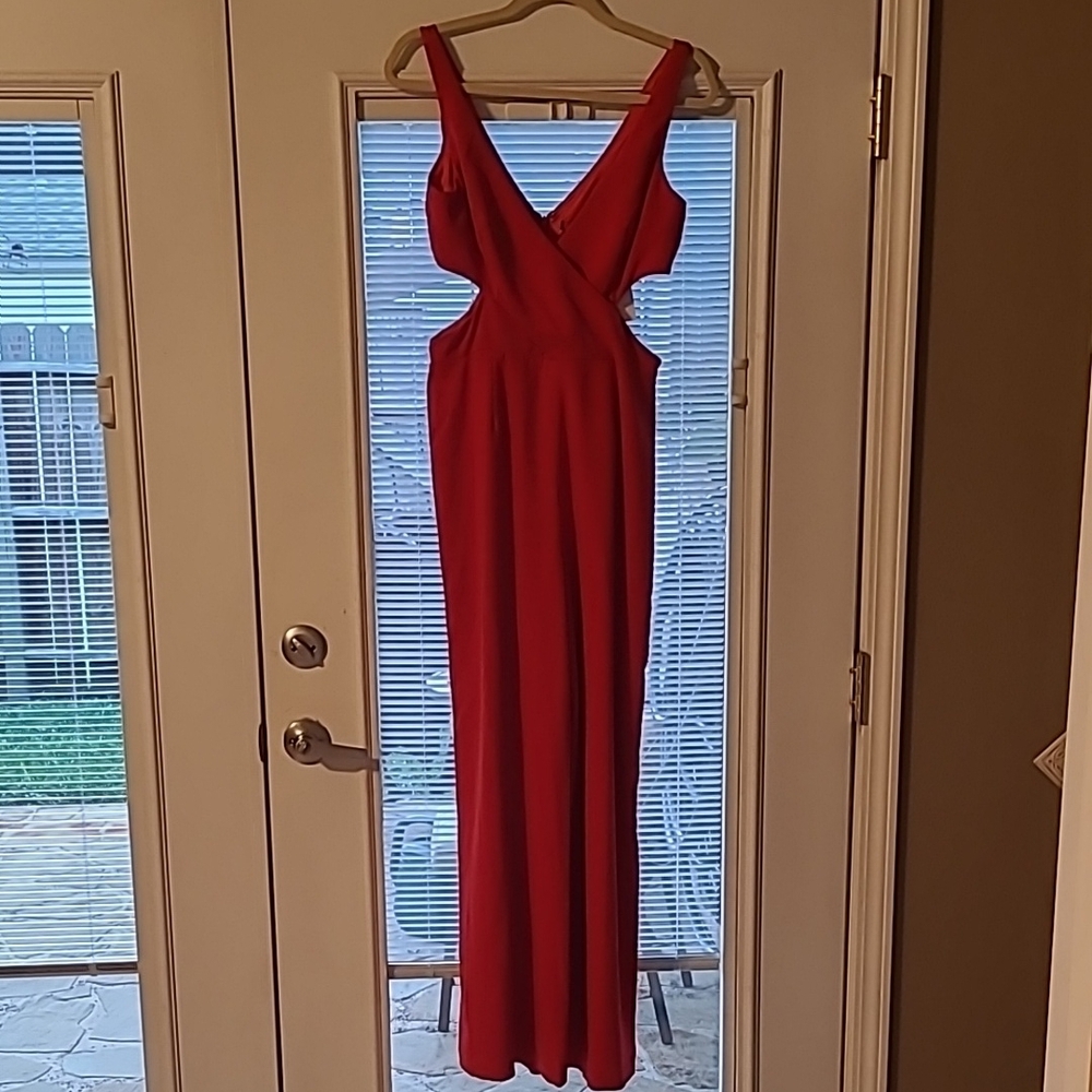 JayGodfrey Elegant Red Sleeveless Jumpsuit